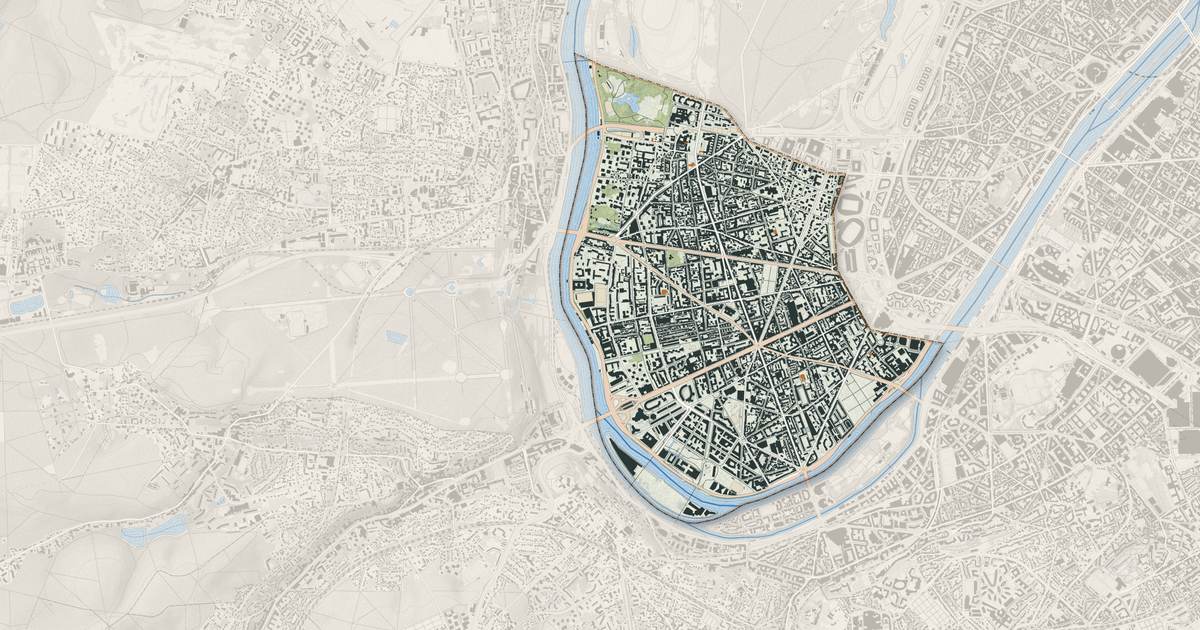 Portrait cartographique de Boulogne-Billancourt : relief, eau, forêts, bâti et voies, calculés à partir des données de l'IGN