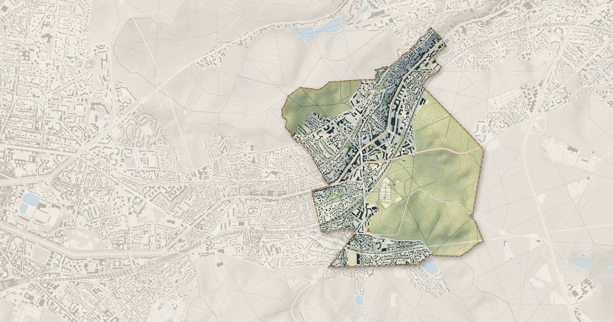 Portrait cartographique de Chaville : relief, eau, forêts, bâti et voies, calculés à partir des données de l'IGN