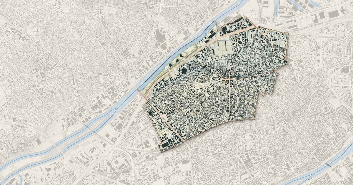 Portrait cartographique de Colombes : relief, eau, forêts, bâti et voies, calculés à partir des données de l'IGN