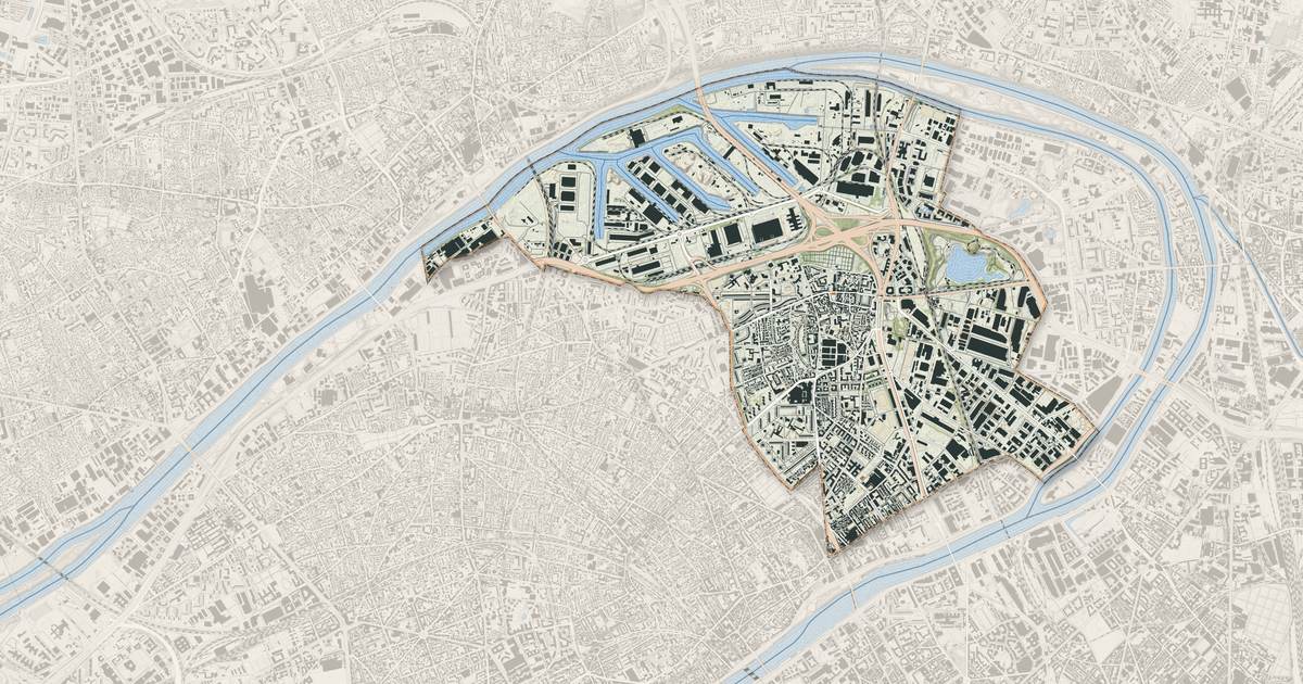 Portrait cartographique de Gennevilliers : relief, eau, forêts, bâti et voies, calculés à partir des données de l'IGN