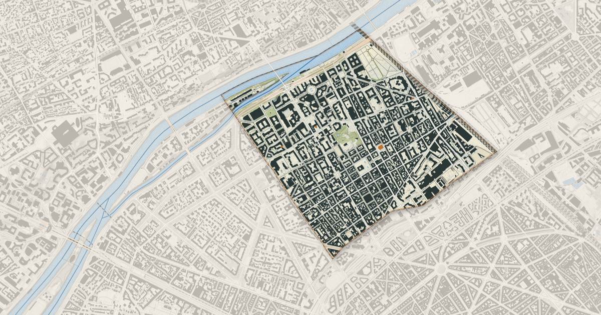 Portrait cartographique de Levallois-Perret : relief, eau, forêts, bâti et voies, calculés à partir des données de l'IGN