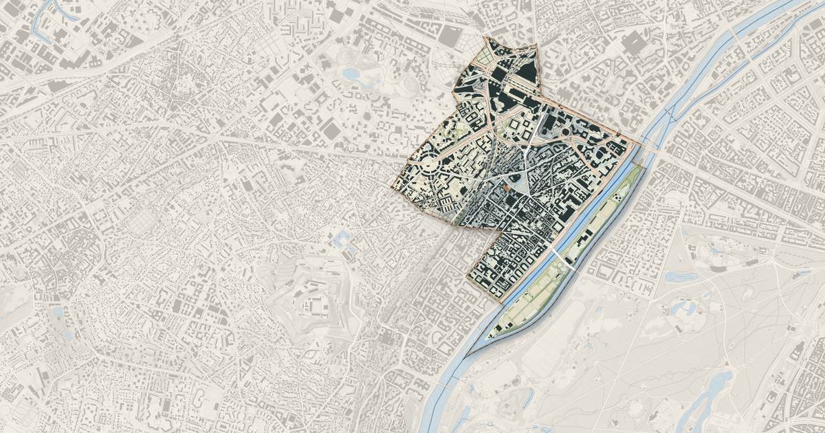 Portrait cartographique de Puteaux : relief, eau, forêts, bâti et voies, calculés à partir des données de l'IGN