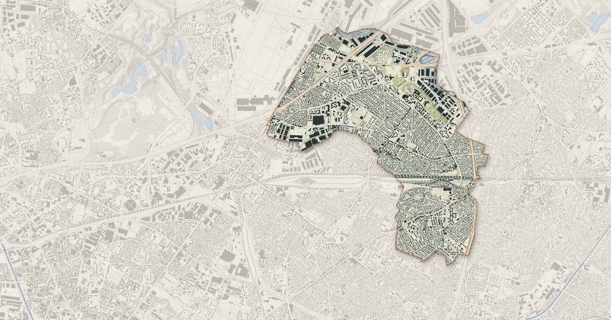Portrait cartographique de Le Blanc-Mesnil : relief, eau, forêts, bâti et voies, calculés à partir des données de l'IGN