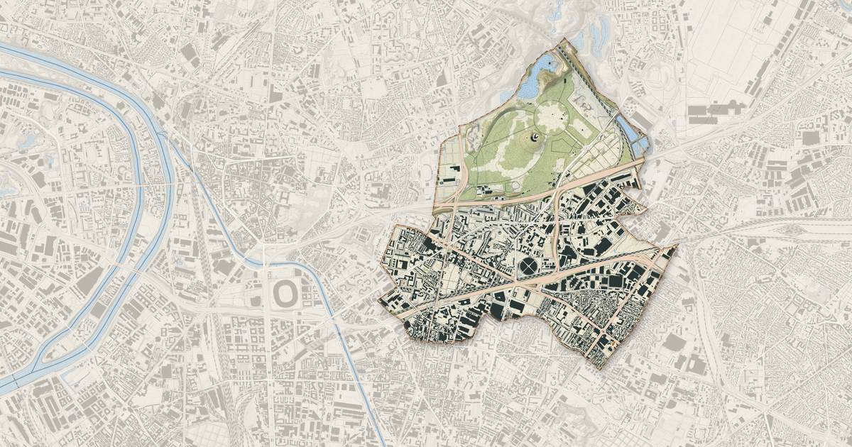 Portrait cartographique de La Courneuve : relief, eau, forêts, bâti et voies, calculés à partir des données de l'IGN