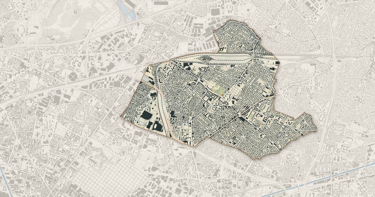 Portrait cartographique de Drancy : relief, eau, forêts, bâti et voies, calculés à partir des données de l'IGN