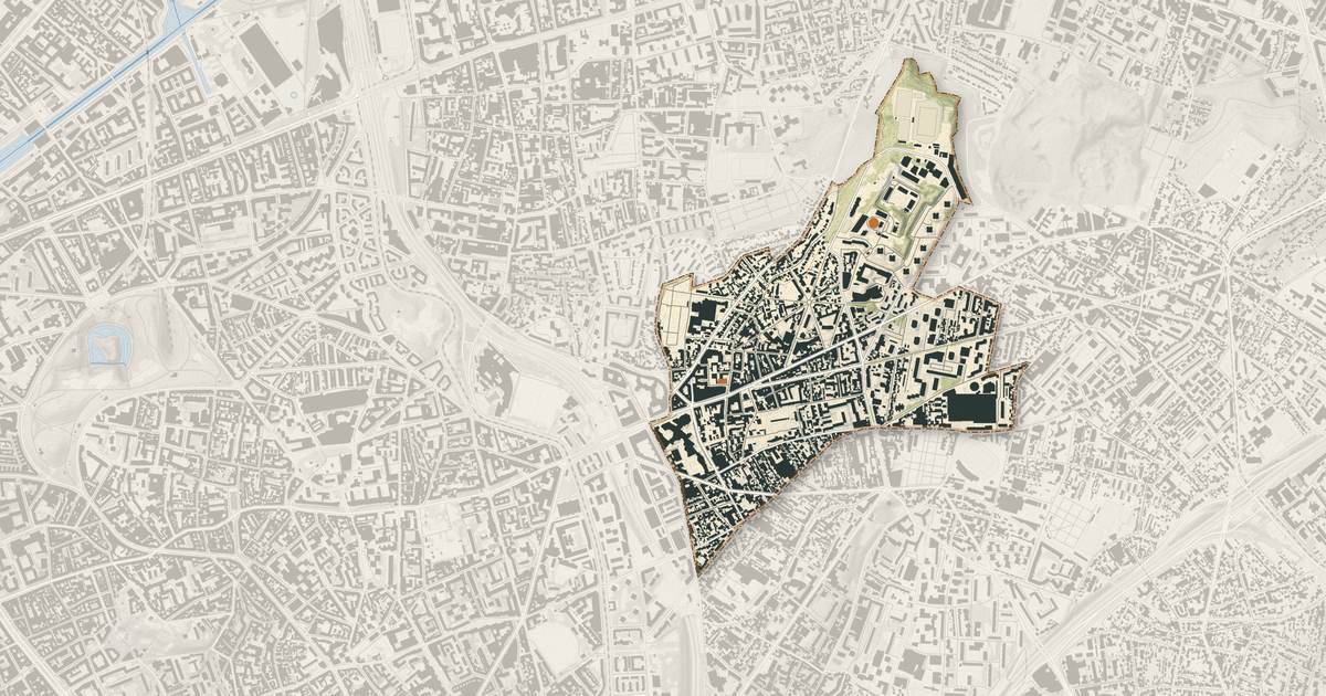 Portrait cartographique de Les Lilas : relief, eau, forêts, bâti et voies, calculés à partir des données de l'IGN