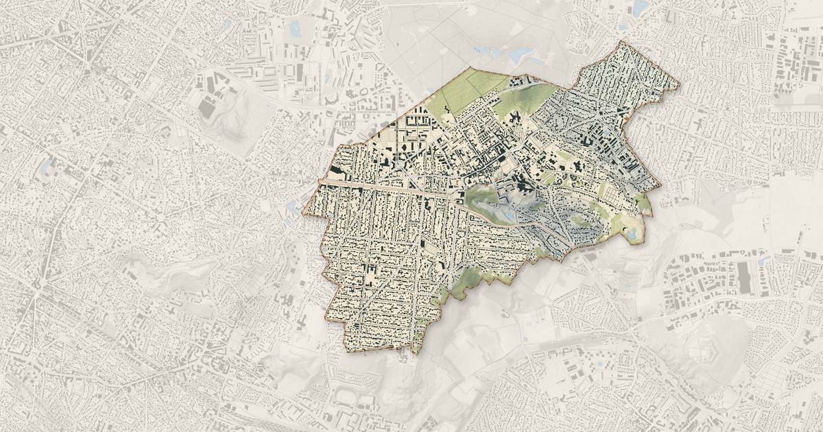 Portrait cartographique de Montfermeil : relief, eau, forêts, bâti et voies, calculés à partir des données de l'IGN