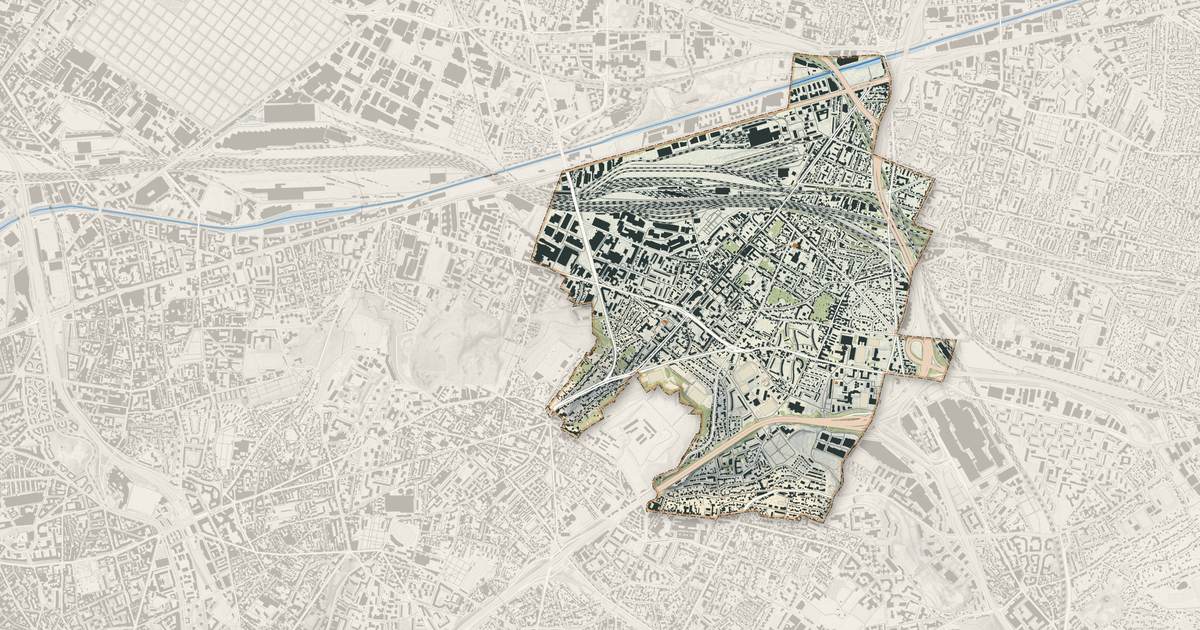 Portrait cartographique de Noisy-le-Sec : relief, eau, forêts, bâti et voies, calculés à partir des données de l'IGN