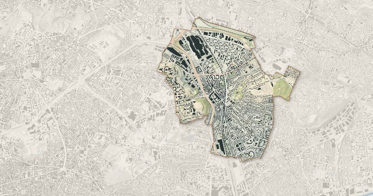 Portrait cartographique de Rosny-sous-Bois : relief, eau, forêts, bâti et voies, calculés à partir des données de l'IGN