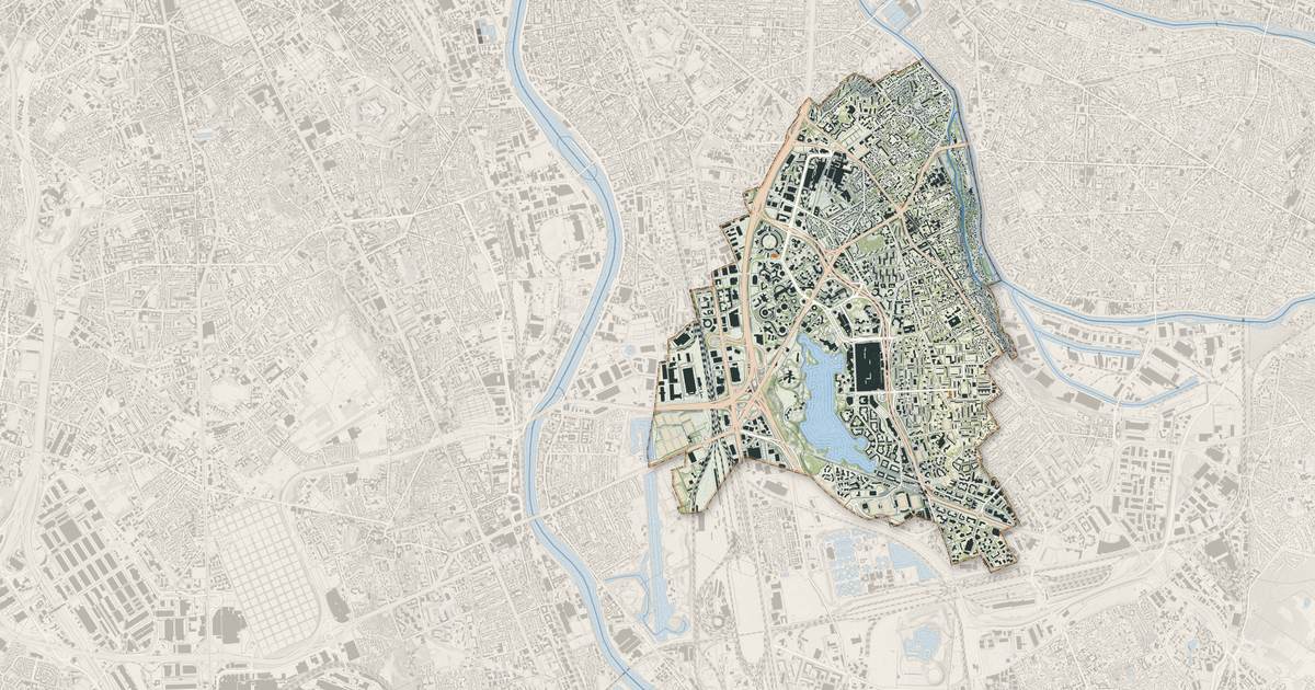Portrait cartographique de Créteil : relief, eau, forêts, bâti et voies, calculés à partir des données de l'IGN