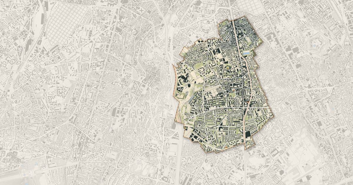 Portrait cartographique de Villejuif : relief, eau, forêts, bâti et voies, calculés à partir des données de l'IGN