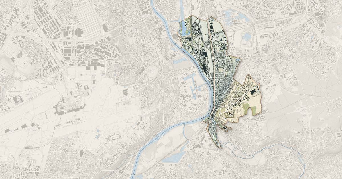 Portrait cartographique de Villeneuve-Saint-Georges : relief, eau, forêts, bâti et voies, calculés à partir des données de l'IGN