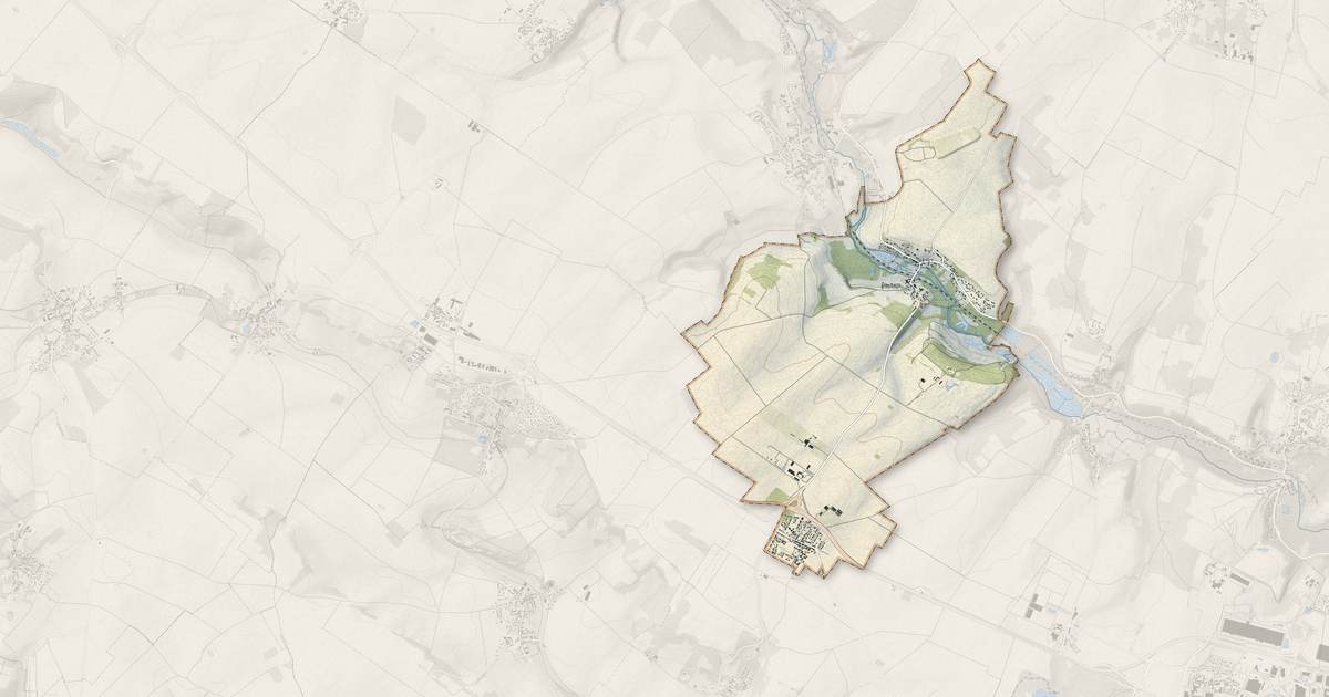Portrait cartographique de Ableiges : relief, eau, forêts, bâti et voies, calculés à partir des données de l'IGN