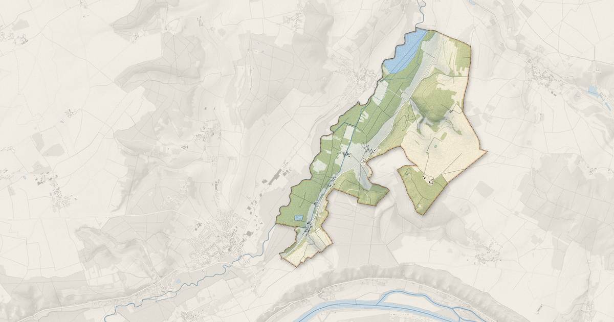 Portrait cartographique de Amenucourt : relief, eau, forêts, bâti et voies, calculés à partir des données de l'IGN
