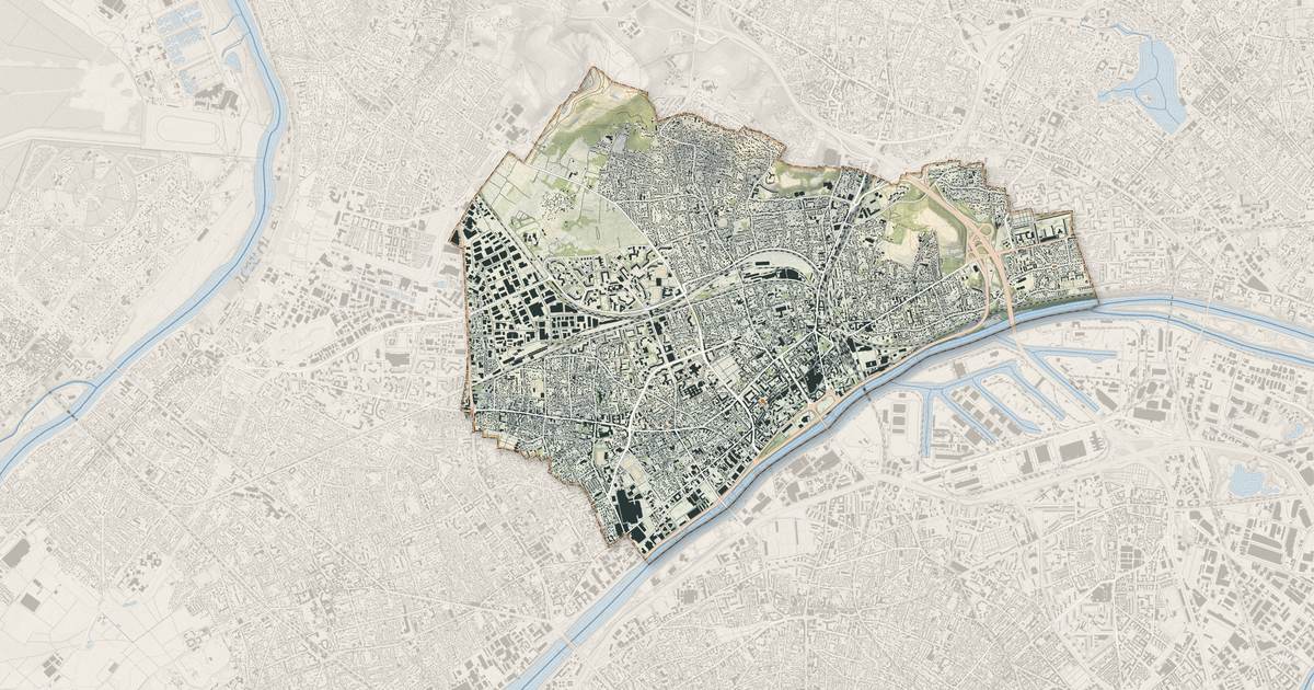 Portrait cartographique de Argenteuil : relief, eau, forêts, bâti et voies, calculés à partir des données de l'IGN