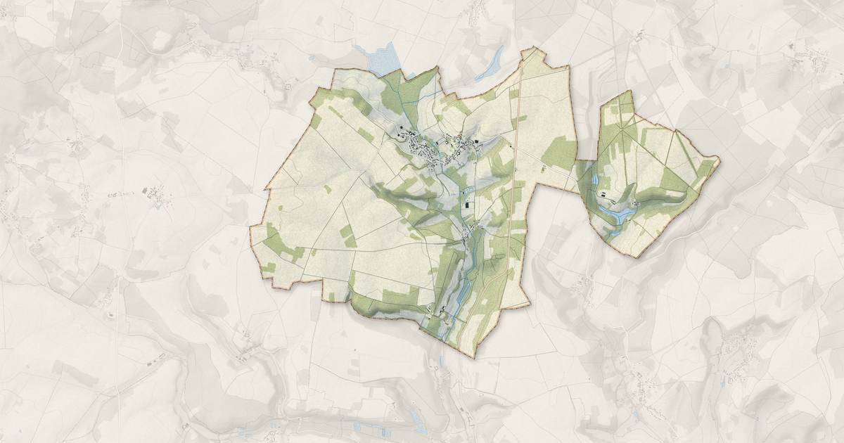 Portrait cartographique de Arronville : relief, eau, forêts, bâti et voies, calculés à partir des données de l'IGN