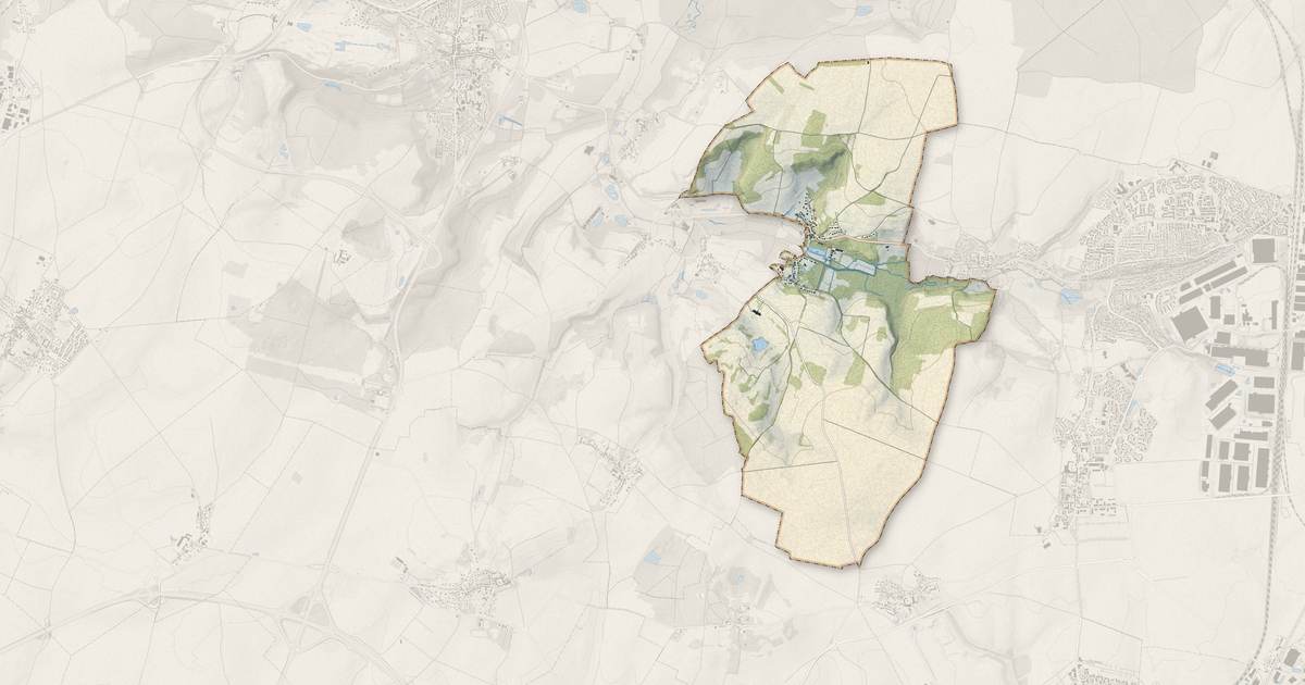 Portrait cartographique de Bellefontaine : relief, eau, forêts, bâti et voies, calculés à partir des données de l'IGN