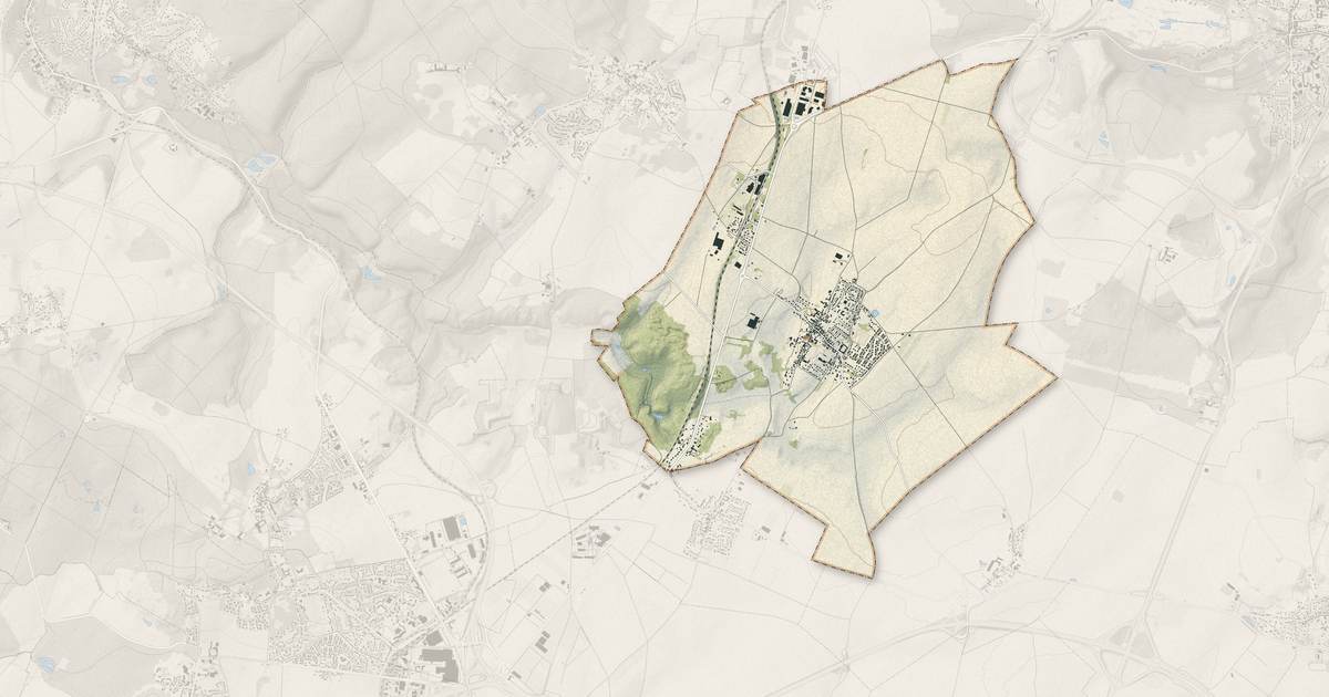 Portrait cartographique de Belloy-en-France : relief, eau, forêts, bâti et voies, calculés à partir des données de l'IGN