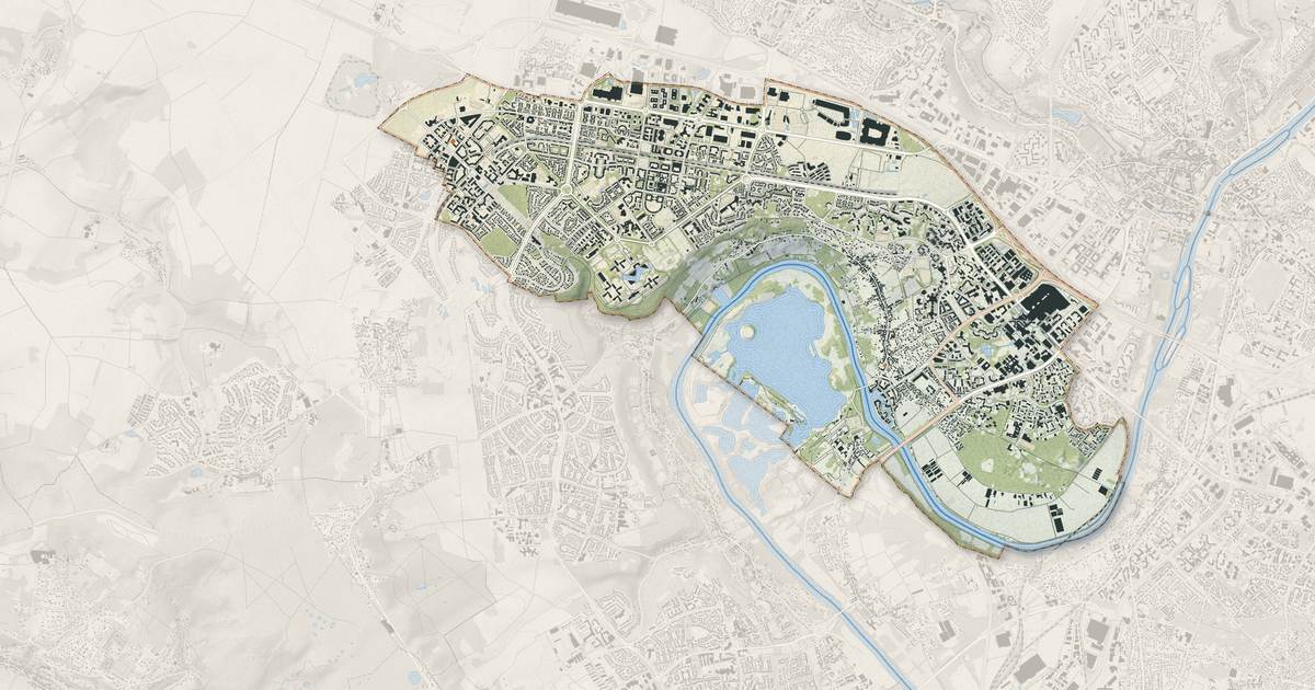 Portrait cartographique de Cergy : relief, eau, forêts, bâti et voies, calculés à partir des données de l'IGN