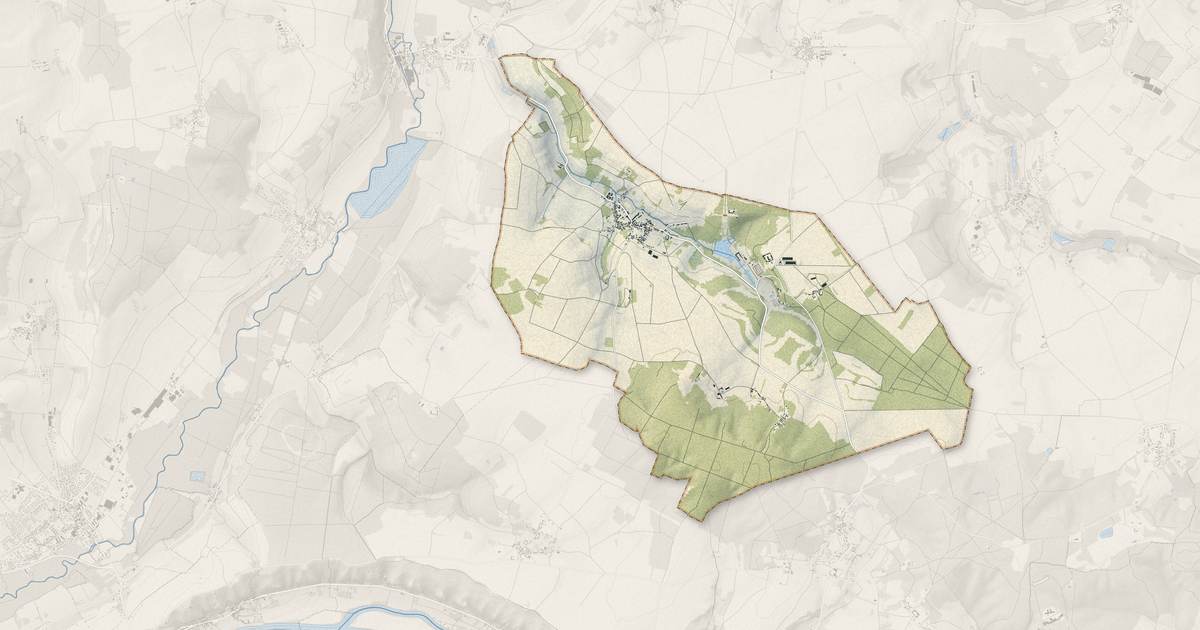 Portrait cartographique de Chaussy : relief, eau, forêts, bâti et voies, calculés à partir des données de l'IGN