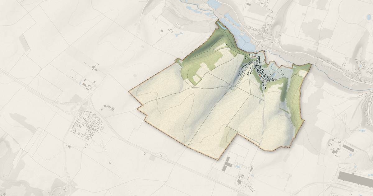 Portrait cartographique de Courcelles-sur-Viosne : relief, eau, forêts, bâti et voies, calculés à partir des données de l'IGN