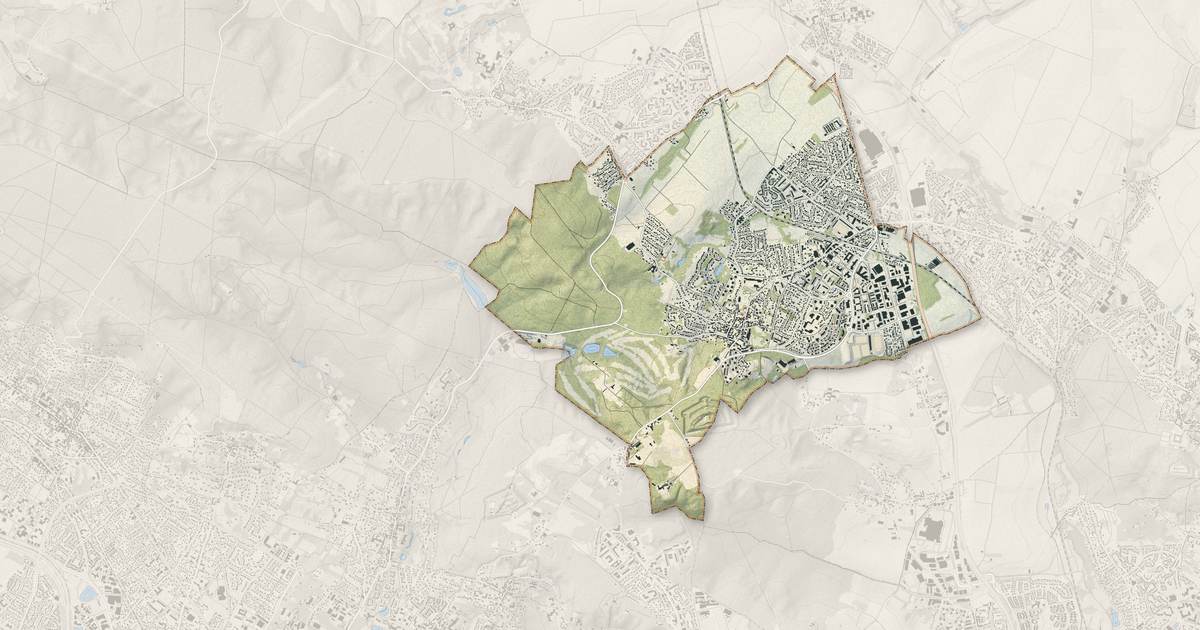 Portrait cartographique de Domont : relief, eau, forêts, bâti et voies, calculés à partir des données de l'IGN