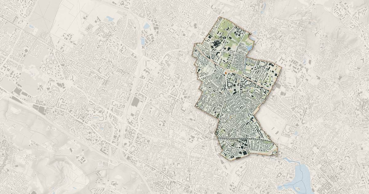 Portrait cartographique de Eaubonne : relief, eau, forêts, bâti et voies, calculés à partir des données de l'IGN
