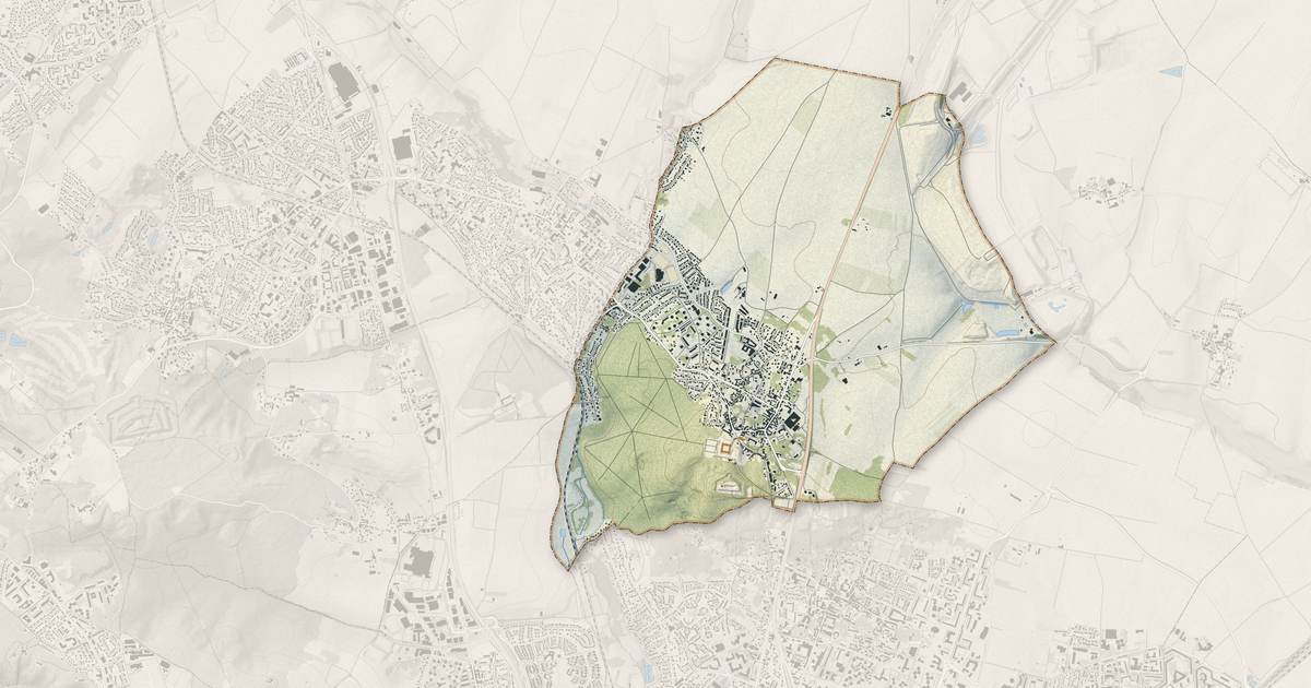 Portrait cartographique de Écouen : relief, eau, forêts, bâti et voies, calculés à partir des données de l'IGN