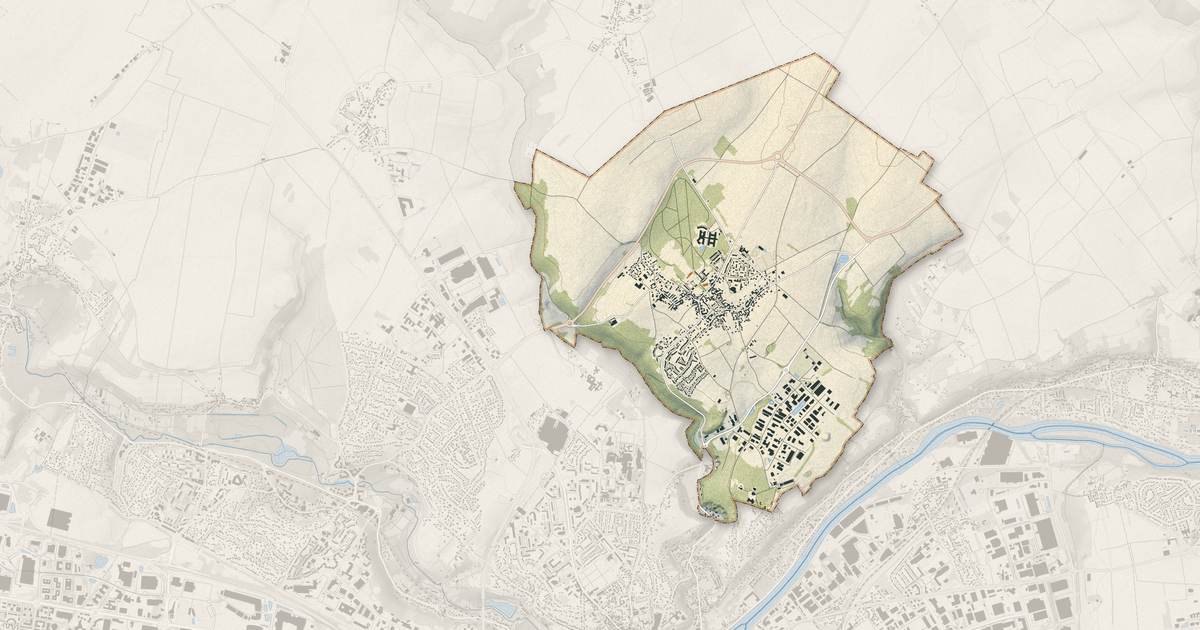 Portrait cartographique de Ennery : relief, eau, forêts, bâti et voies, calculés à partir des données de l'IGN