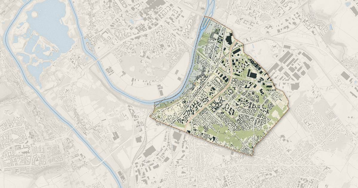 Portrait cartographique de Éragny-sur-Oise : relief, eau, forêts, bâti et voies, calculés à partir des données de l'IGN