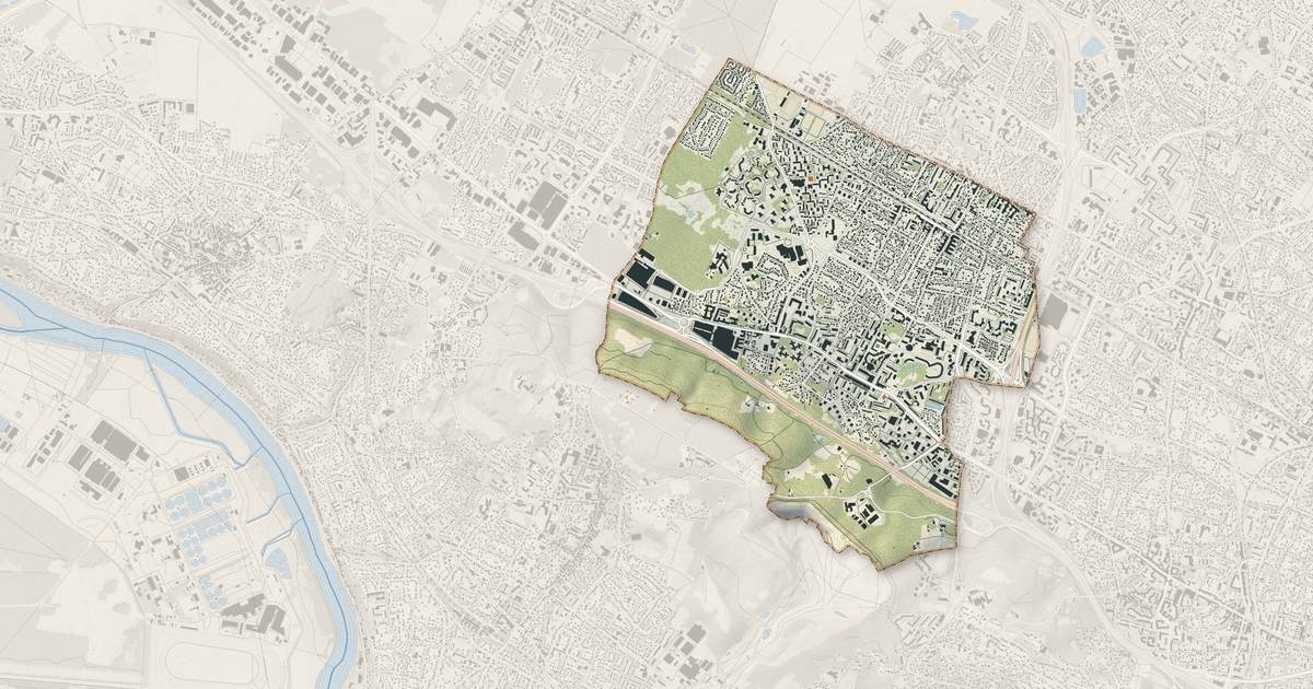 Portrait cartographique de Franconville : relief, eau, forêts, bâti et voies, calculés à partir des données de l'IGN