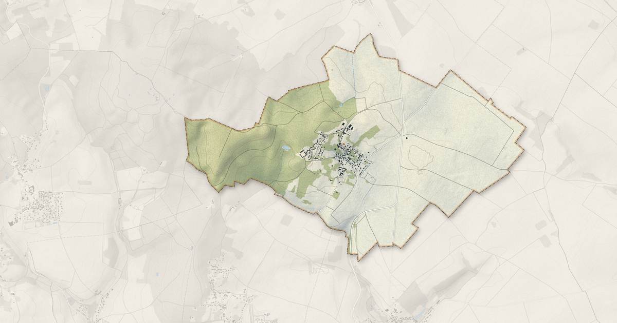 Portrait cartographique de Frémainville : relief, eau, forêts, bâti et voies, calculés à partir des données de l'IGN