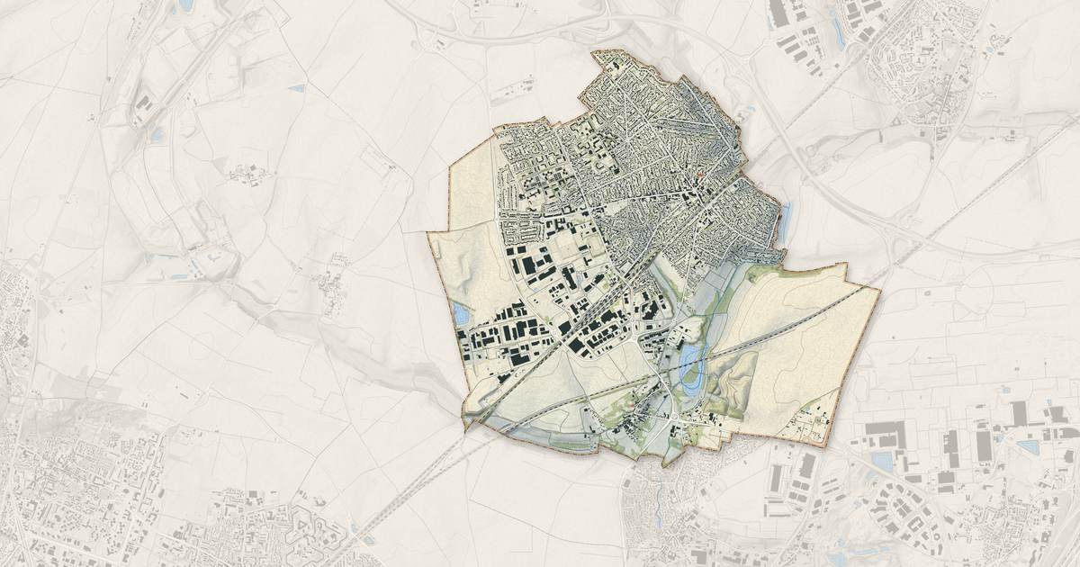 Portrait cartographique de Goussainville : relief, eau, forêts, bâti et voies, calculés à partir des données de l'IGN