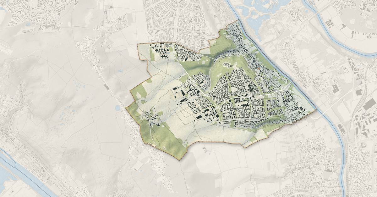 Portrait cartographique de Jouy-le-Moutier : relief, eau, forêts, bâti et voies, calculés à partir des données de l'IGN