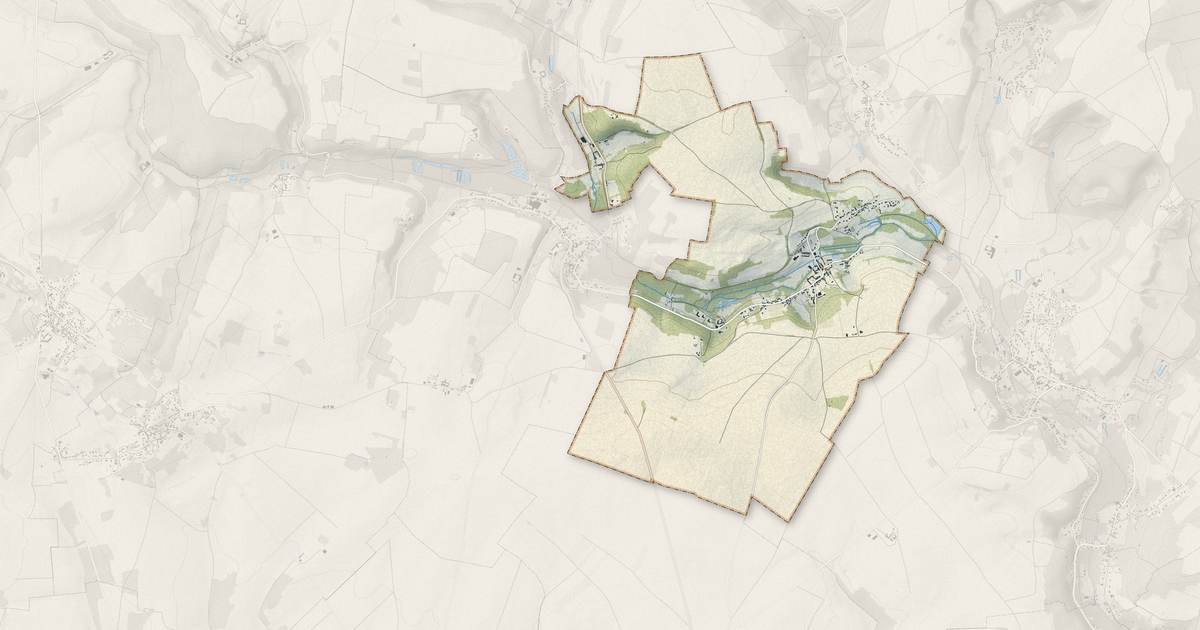 Portrait cartographique de Labbeville : relief, eau, forêts, bâti et voies, calculés à partir des données de l'IGN