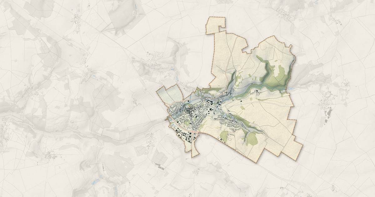 Portrait cartographique de Magny-en-Vexin : relief, eau, forêts, bâti et voies, calculés à partir des données de l'IGN