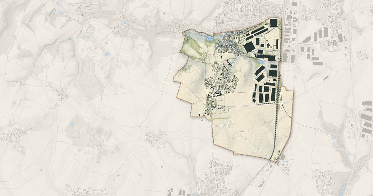 Portrait cartographique de Marly-la-Ville : relief, eau, forêts, bâti et voies, calculés à partir des données de l'IGN