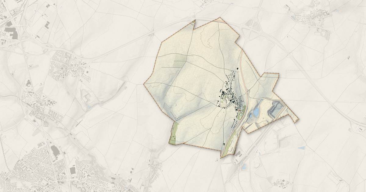 Portrait cartographique de Le Mesnil-Aubry : relief, eau, forêts, bâti et voies, calculés à partir des données de l'IGN