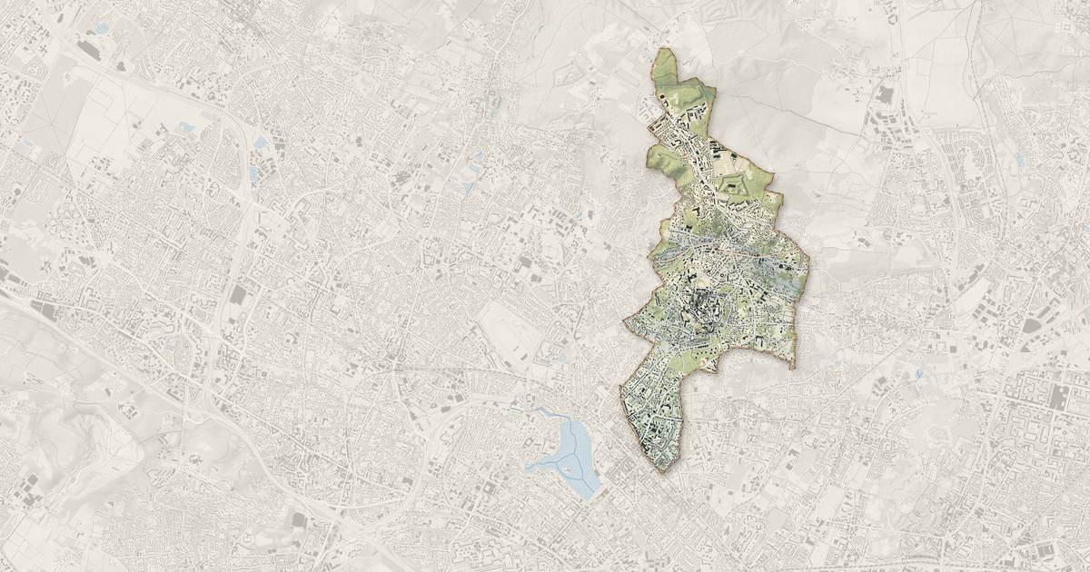Portrait cartographique de Montmorency : relief, eau, forêts, bâti et voies, calculés à partir des données de l'IGN