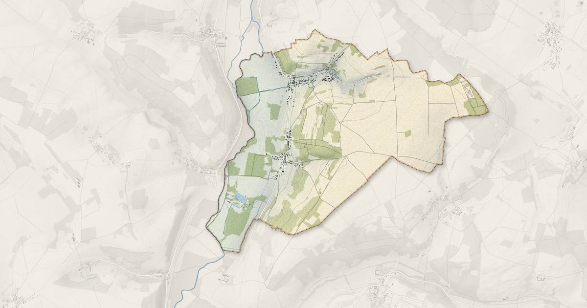 Portrait cartographique de Montreuil-sur-Epte : relief, eau, forêts, bâti et voies, calculés à partir des données de l'IGN