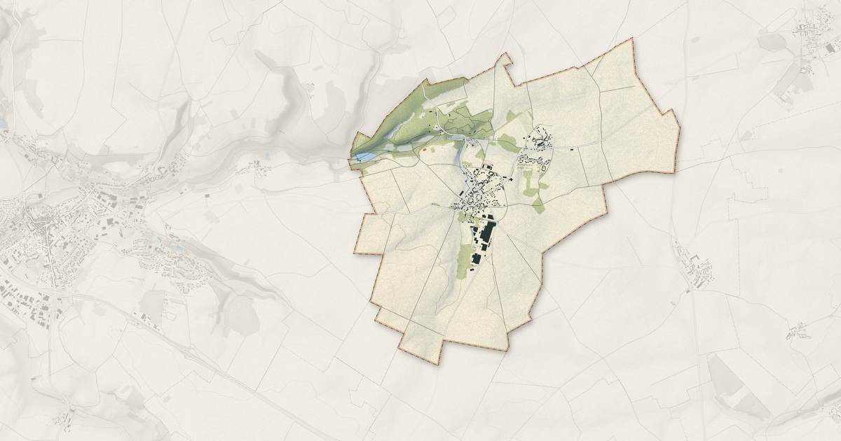 Portrait cartographique de Nucourt : relief, eau, forêts, bâti et voies, calculés à partir des données de l'IGN