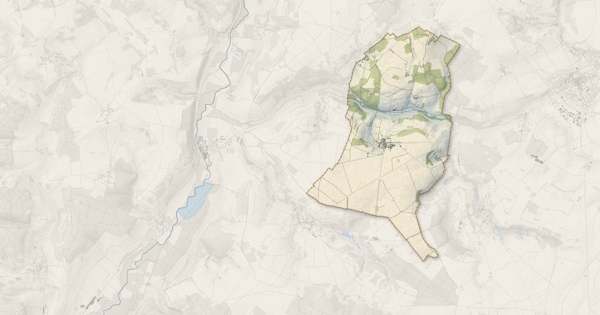 Portrait cartographique de Omerville : relief, eau, forêts, bâti et voies, calculés à partir des données de l'IGN