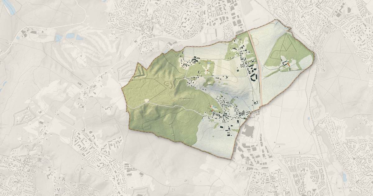 Portrait cartographique de Piscop : relief, eau, forêts, bâti et voies, calculés à partir des données de l'IGN