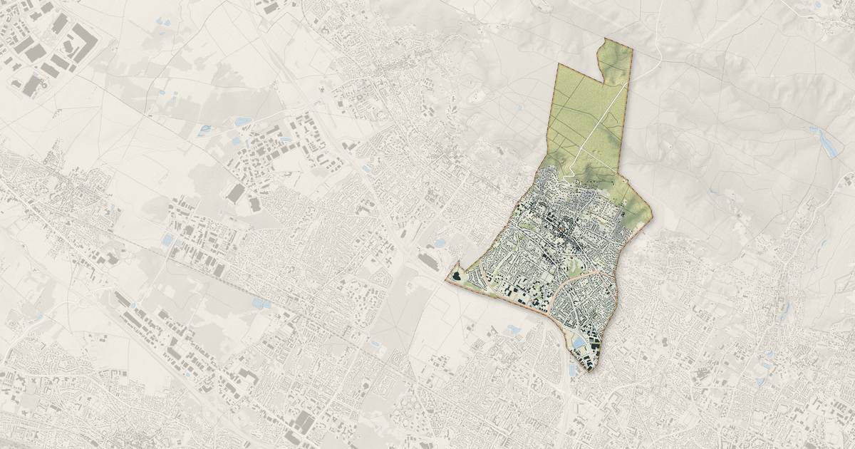 Portrait cartographique de Saint-Leu-la-Forêt : relief, eau, forêts, bâti et voies, calculés à partir des données de l'IGN