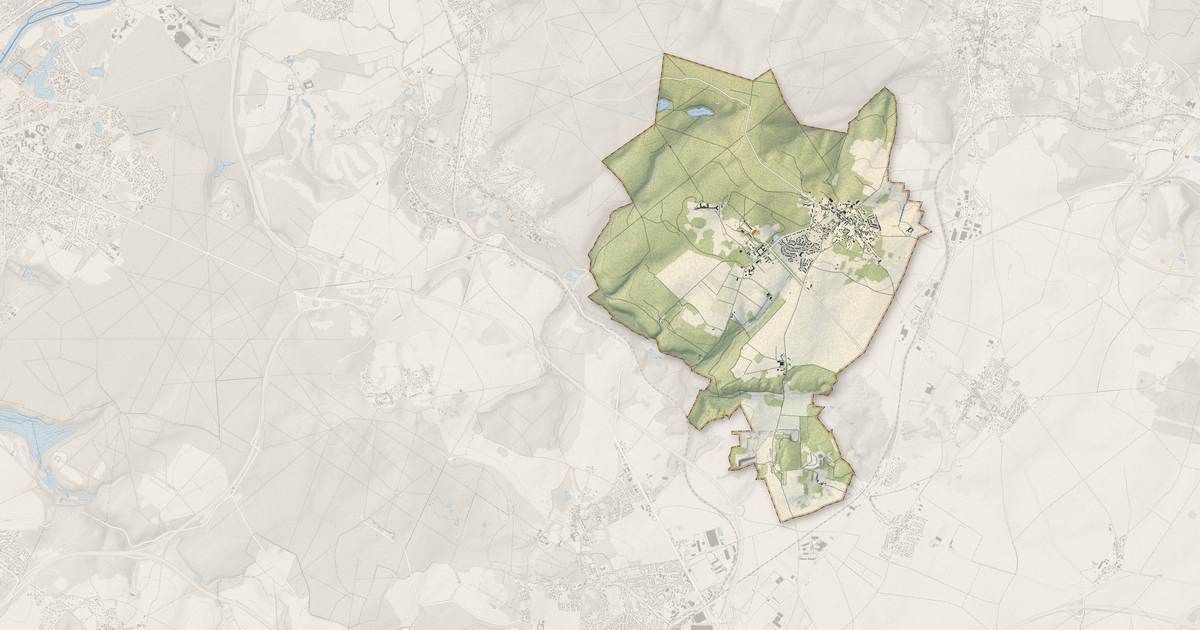 Portrait cartographique de Saint-Martin-du-Tertre : relief, eau, forêts, bâti et voies, calculés à partir des données de l'IGN