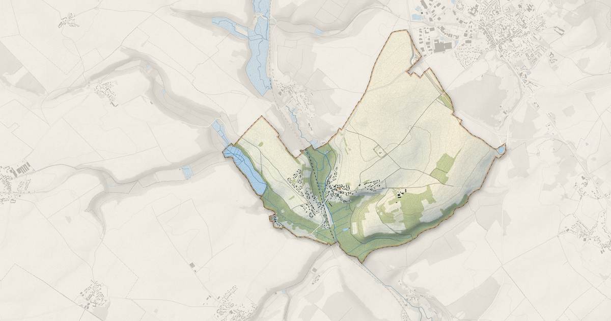 Portrait cartographique de Santeuil : relief, eau, forêts, bâti et voies, calculés à partir des données de l'IGN