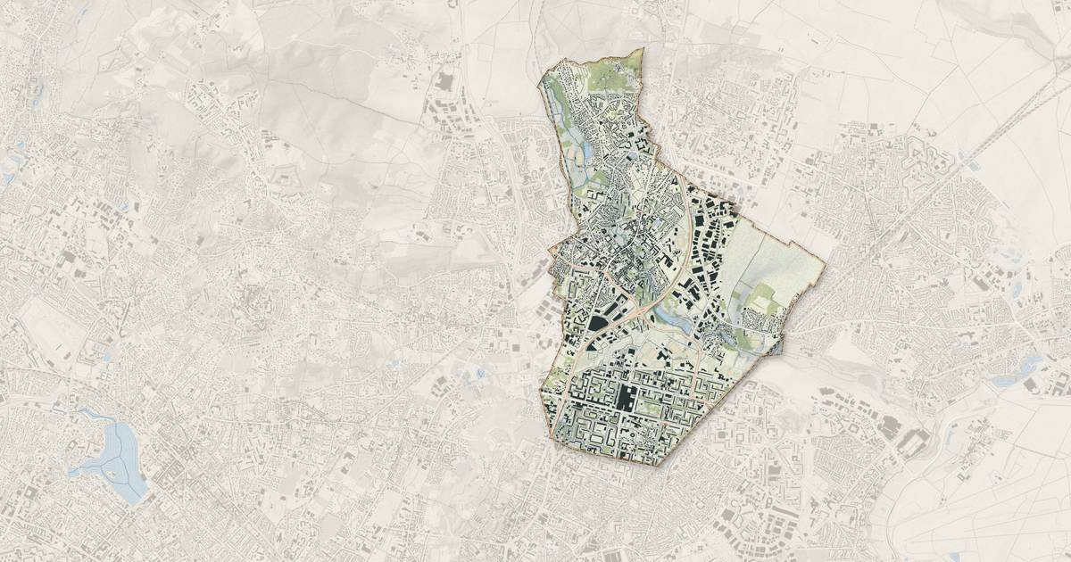 Portrait cartographique de Sarcelles : relief, eau, forêts, bâti et voies, calculés à partir des données de l'IGN