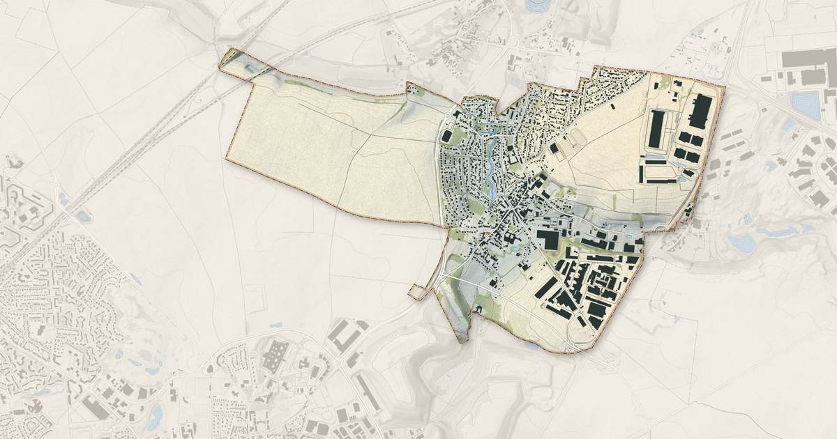 Portrait cartographique de Le Thillay : relief, eau, forêts, bâti et voies, calculés à partir des données de l'IGN