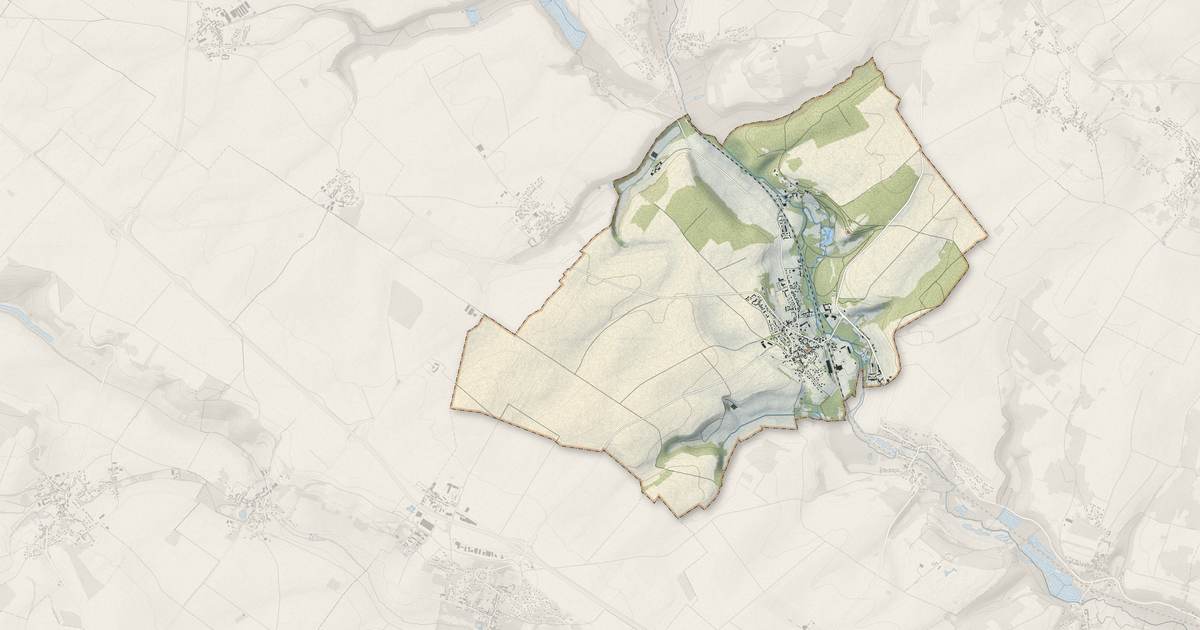 Portrait cartographique de Us : relief, eau, forêts, bâti et voies, calculés à partir des données de l'IGN