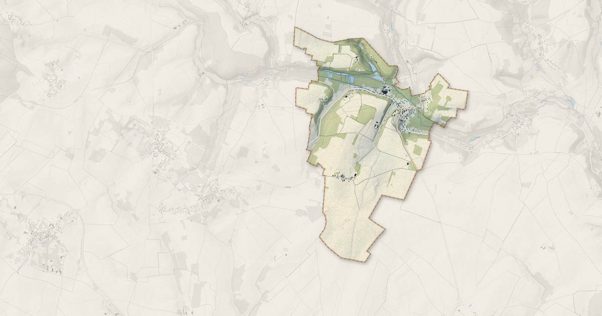 Portrait cartographique de Vallangoujard : relief, eau, forêts, bâti et voies, calculés à partir des données de l'IGN